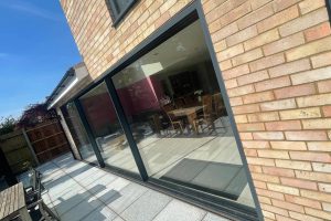 angle view of aluminium sliding doors