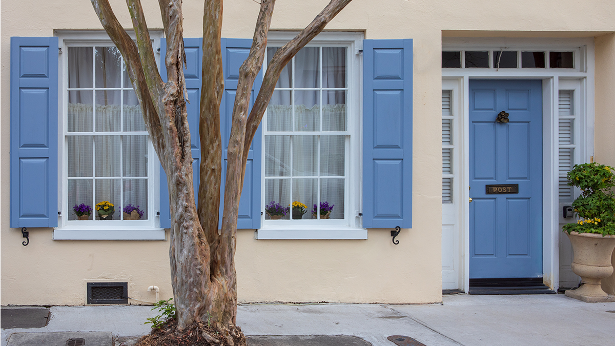 House with a blue door
